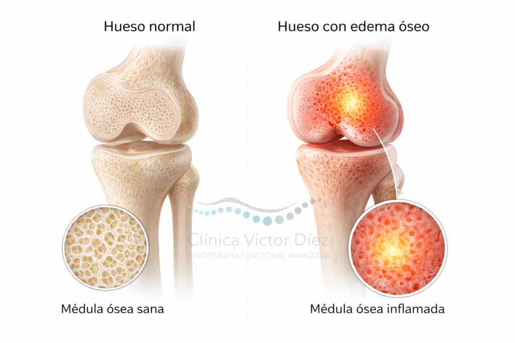 Hueso normal vs hueso con edema óseo