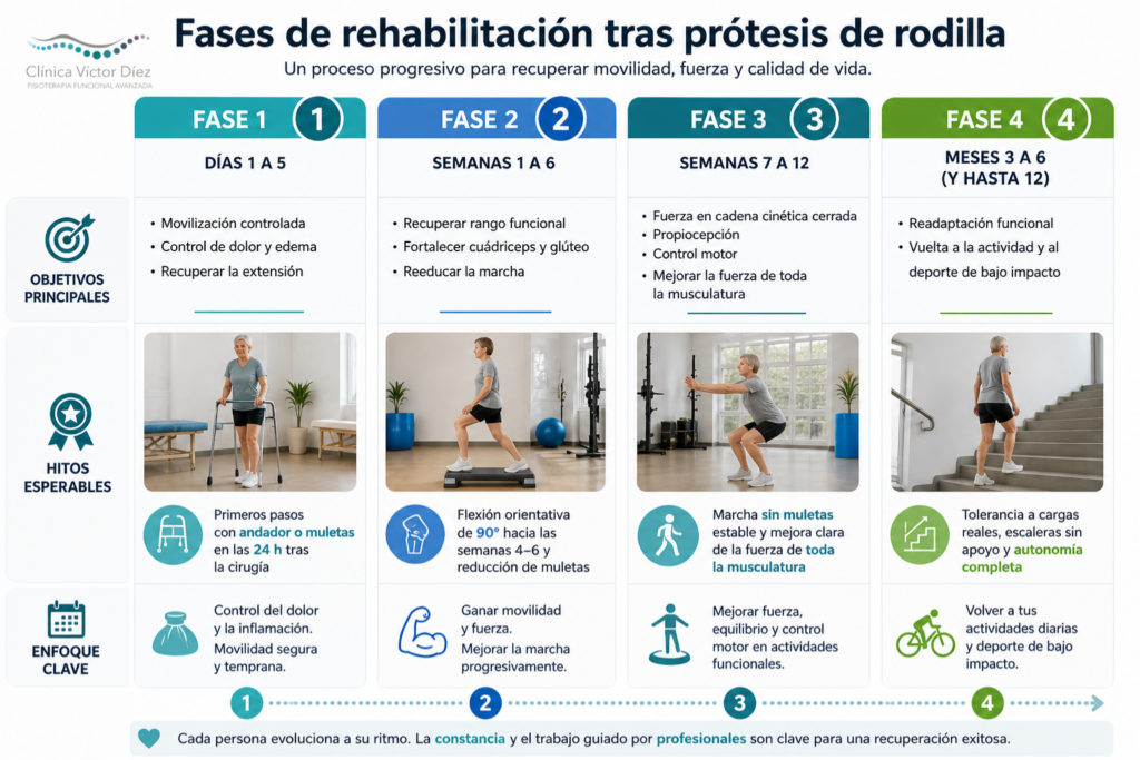 Fases de rehabilitación de prótesis de rodilla