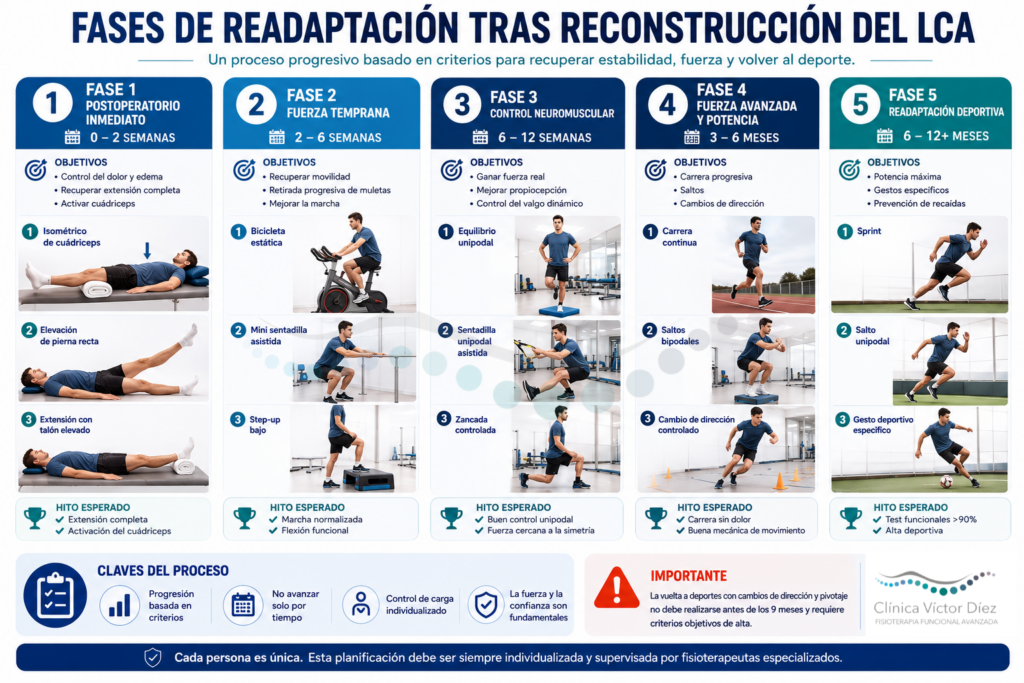 Ejercicios por fase en la rehabilitación del LCA